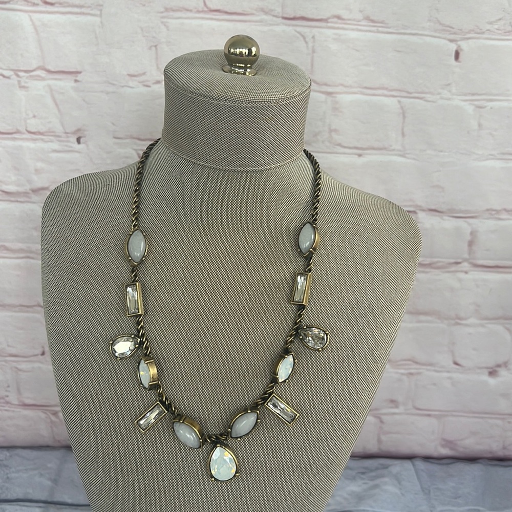Vintage SILPADA KR gold tone Swarovski crystals brass necklace signed